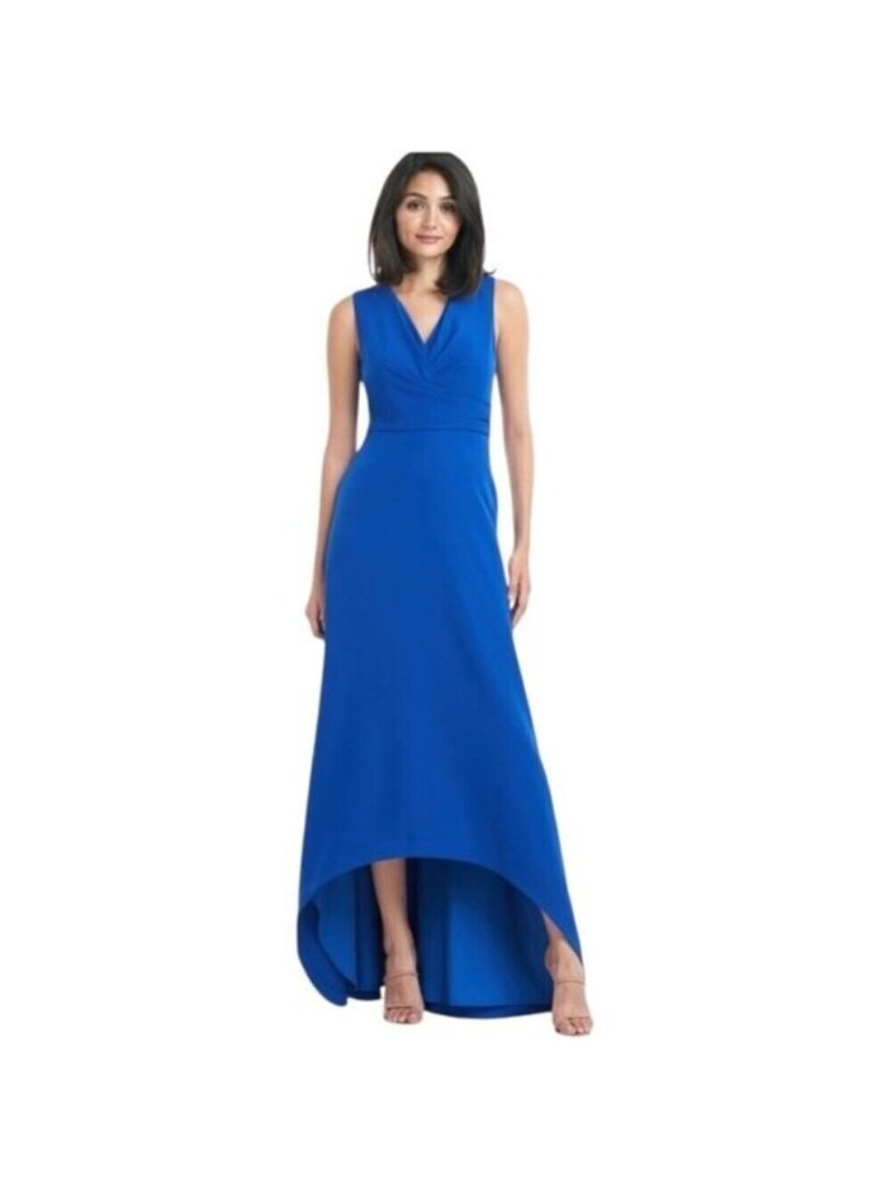 Kay Unger New York Blue Sleeveless Hi-Low Evening Gown, Size 12 Formal Elegant